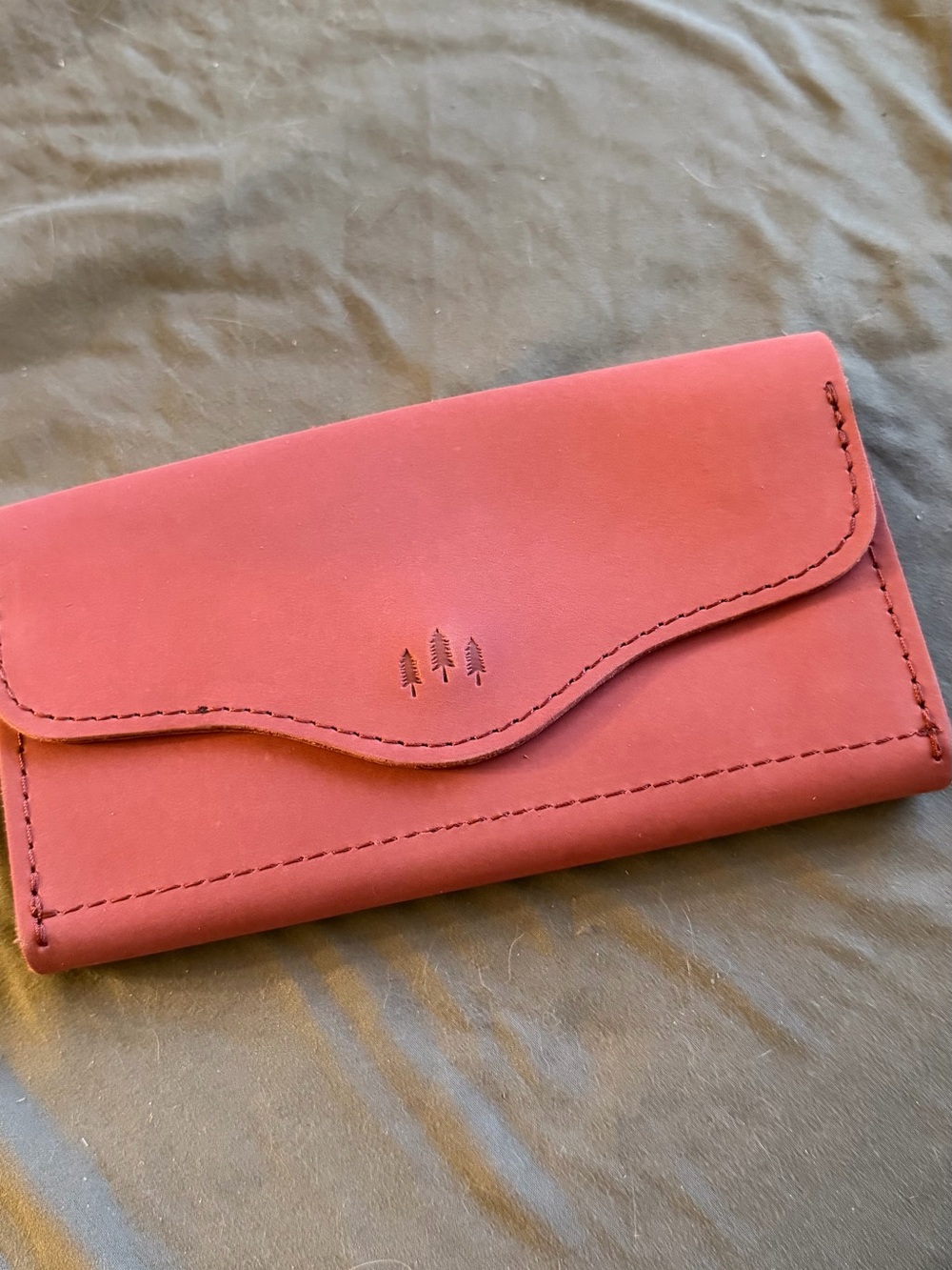 Portland Leather foxglove pink Wallet Clutch with Tree Emboss